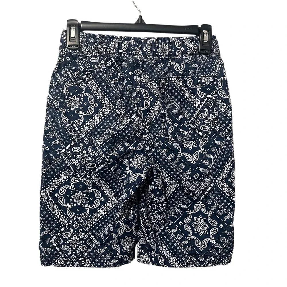 The Childrens‎ Place Boys Size 12 Navy White Paisley Print Drawstring Shorts